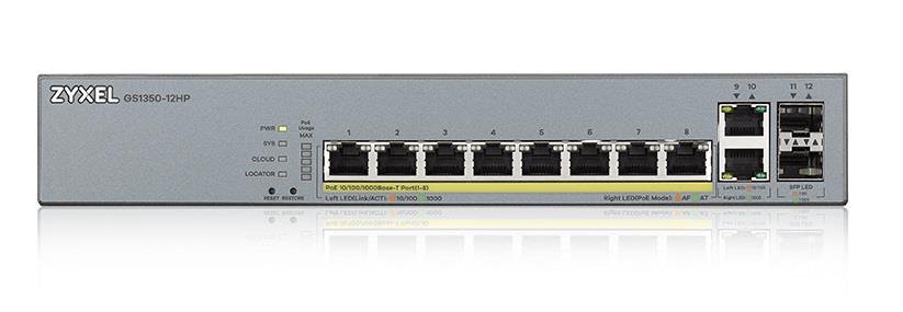 ZYXEL GS1350-12HP, 12 PORT MANAGED CCTV POE SWITCH, LONG RANGE, 130W (1 YEAR NCC PRO PACK LICENSE BU