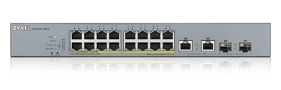 ZYXEL GS1350-18HP, 18 PORT MANAGED CCTV POE SWITCH, LONG RANGE, 250W (1 YEAR NCC PRO PACK LICENSE BU