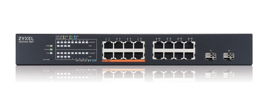 ZYXEL XMG1915-18EP, 16-PORT 2.5GBE, 2 SFP+, 8 X POE++ 180W  SMART SWITCH, HYBRID MODE, STANDALONE OR