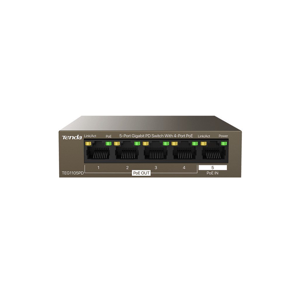 Tenda TEG1105PD tinklo komutatorius Gigabit Ethernet (10/100/1000) Maitinimas per Eternetą (PoE)