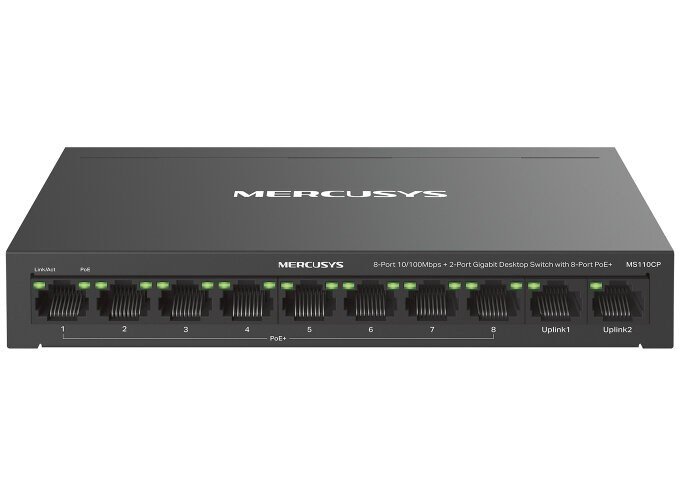 Mercusys MS110CP tinklo komutatorius PoE palaikymas Juoda