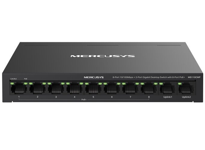 Mercusys MS110CMP tinklo komutatorius PoE palaikymas Juoda