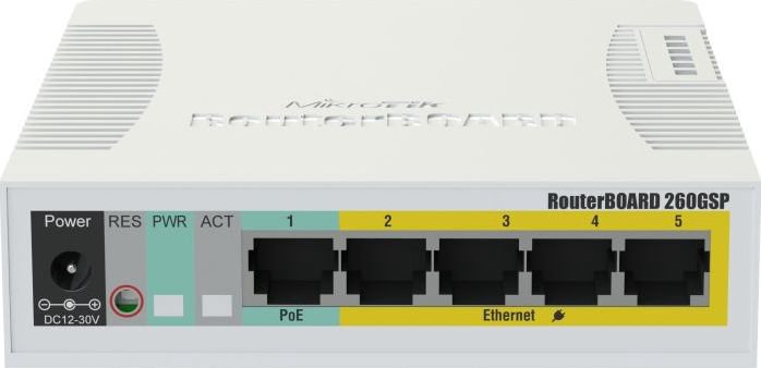 Switch MikroTik RouterBoard RB260GSP (CSS106-1G-4P-1S)