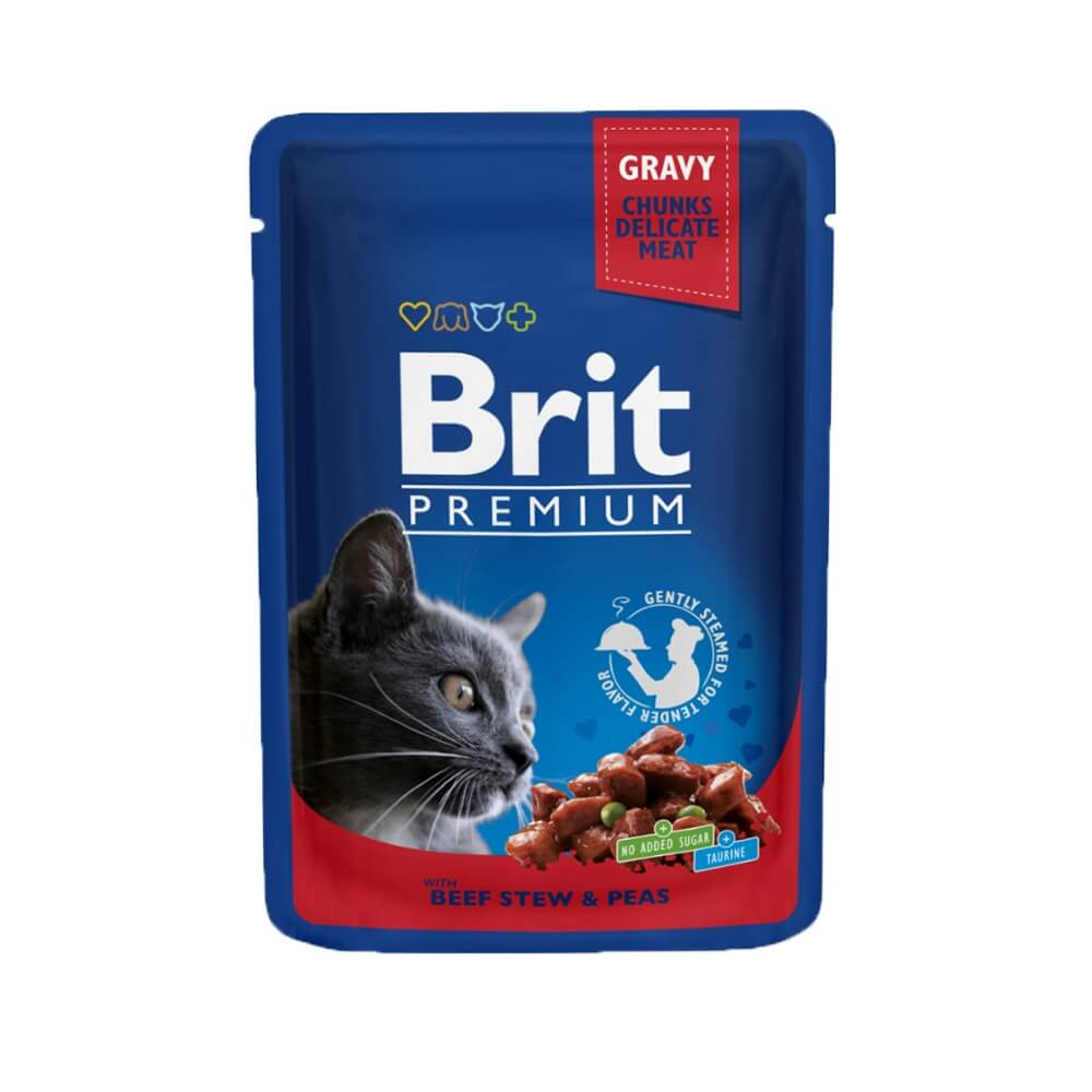 Brit premium Beef Stew & Peas konservai katėms su jautiena ir žirneliais, 100g