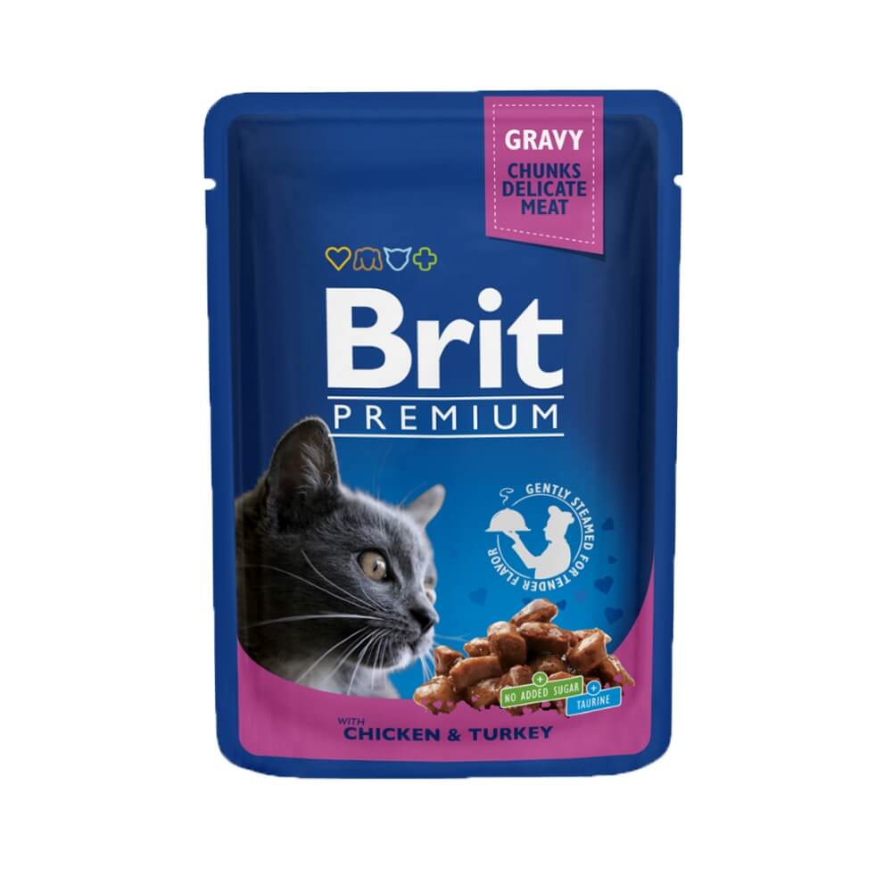 Brit Premium Chicken & Turkey konservai katėms su vištiena ir kalakutiena, 100g