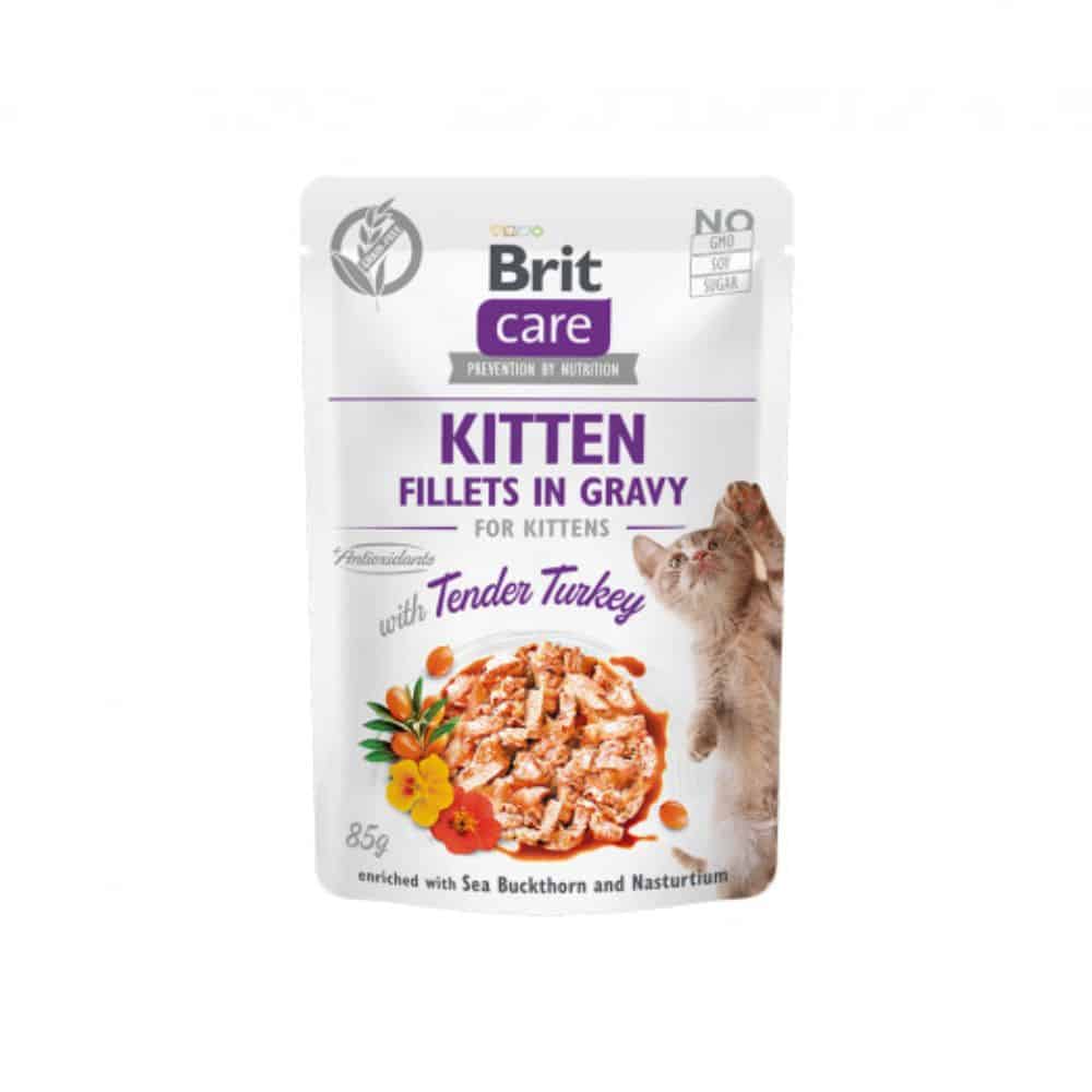 Brit Care Cat Fillets in Gravy Turkey konservai kačiukams su kalakutiena 85g