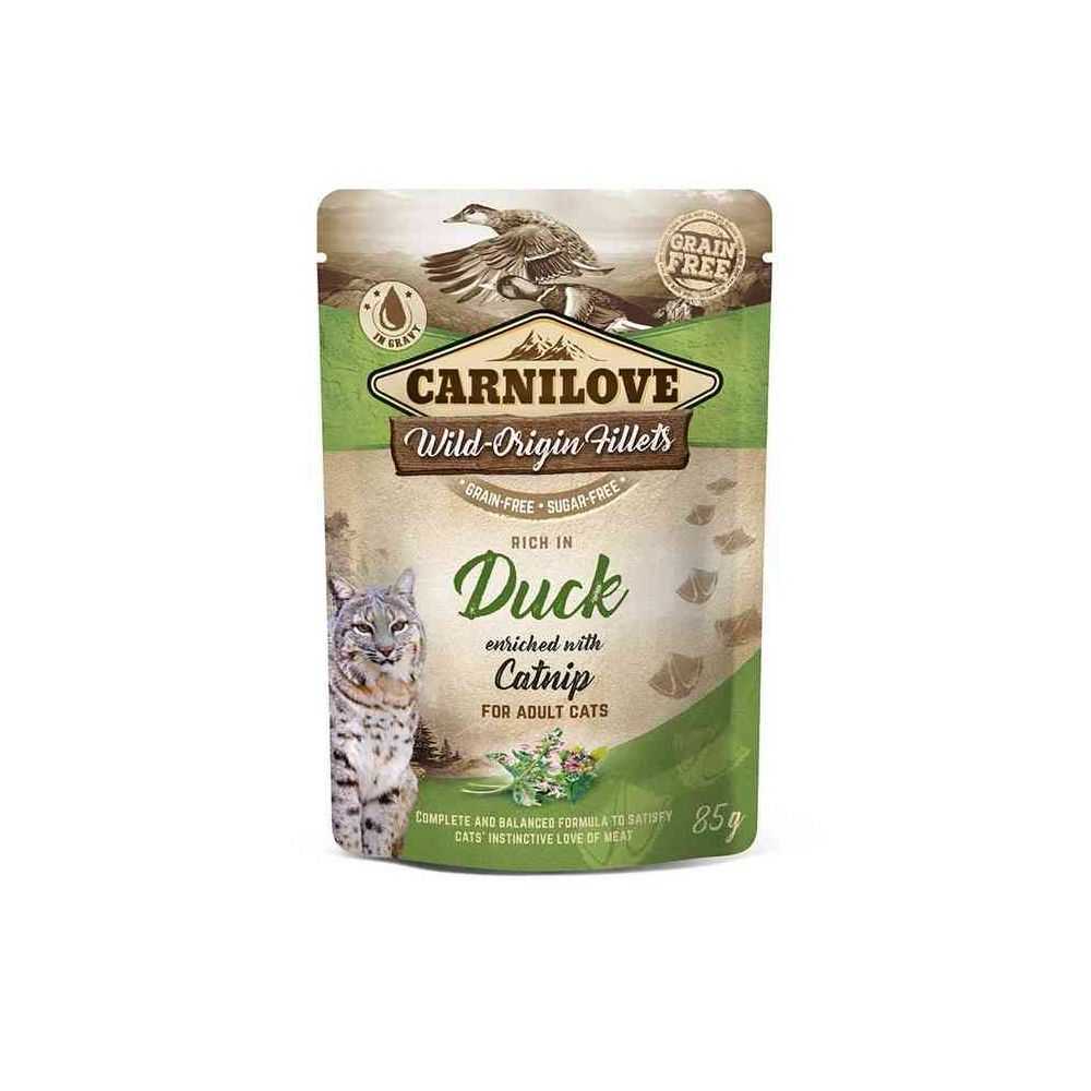 Carnilove Duck Catnip konservai katėms maišeliuose su antiena, 85g