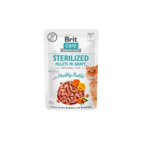 Brit Care Sterilized Fillets in Gravy Healthy Rabbit konservai katėms  su triušiena 85 g