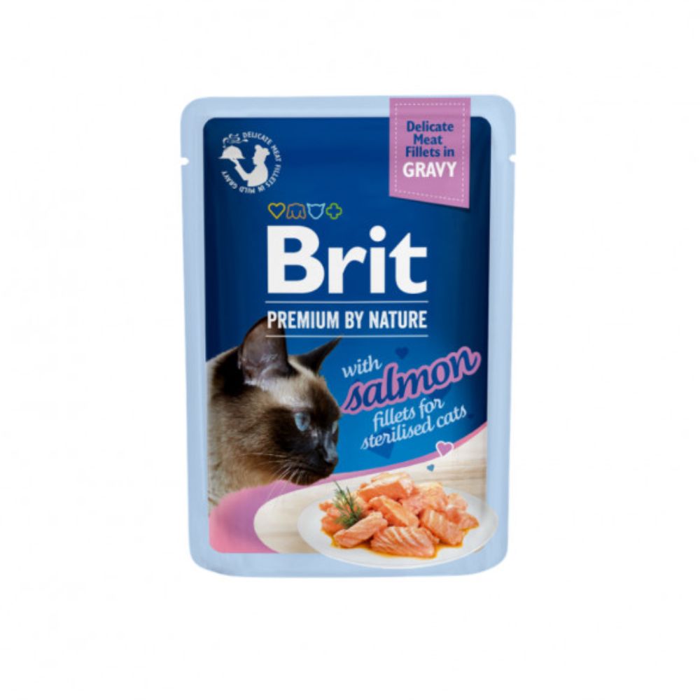 Brit Premium Delicate Salmon for Sterilized in Gravy konservai katėms lašišos filė padaže