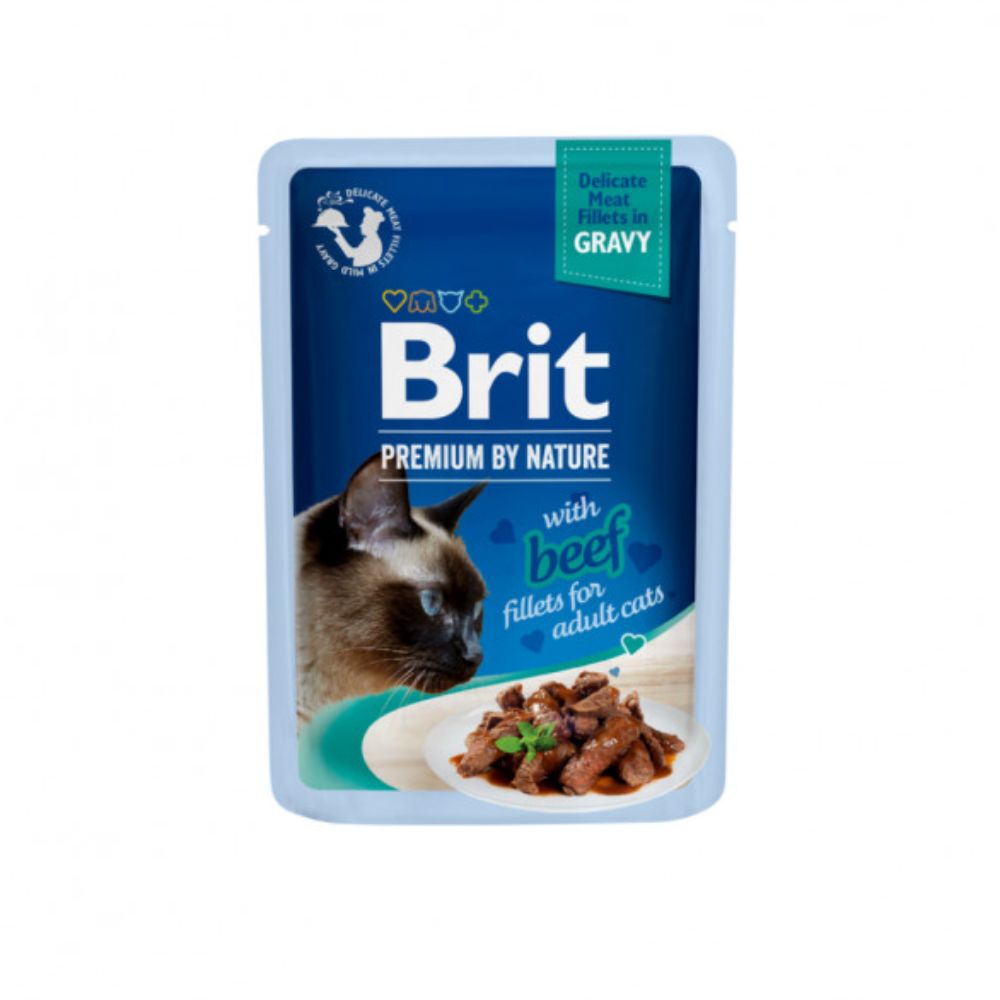 Brit Premium Delicate Beef in Gravy konservai katėms jautienos filė padaže 85g