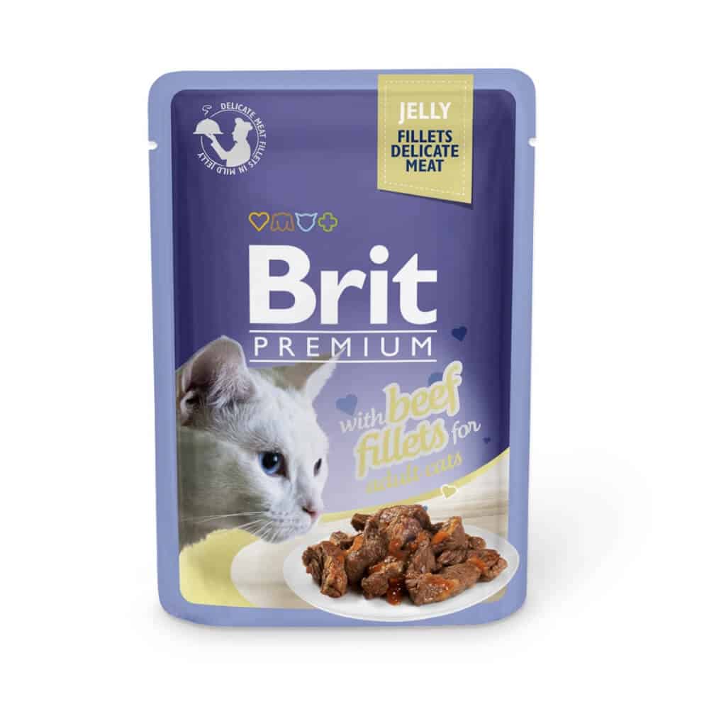 Brit Premium Delicate Beef in Jelly konservai katėms jautienos filė drebučiuose