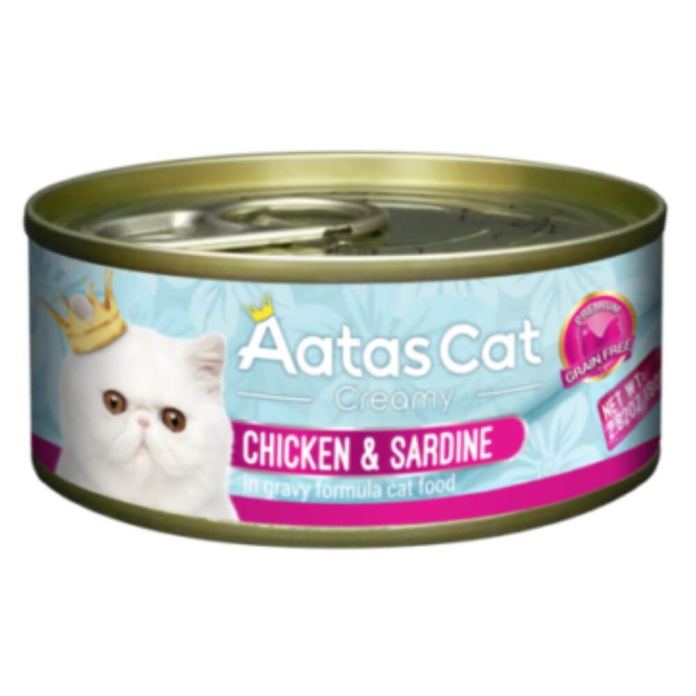 Aatas Cat Creamy Chicken Sardine Konservai Katėms Su Vištiena Ir Sardine 80g