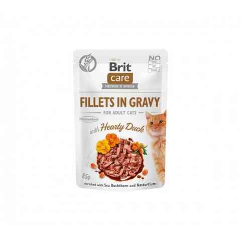 Brit Care Fillets in Gravy Hearty Duck konservai katėms  su antiena 85 g