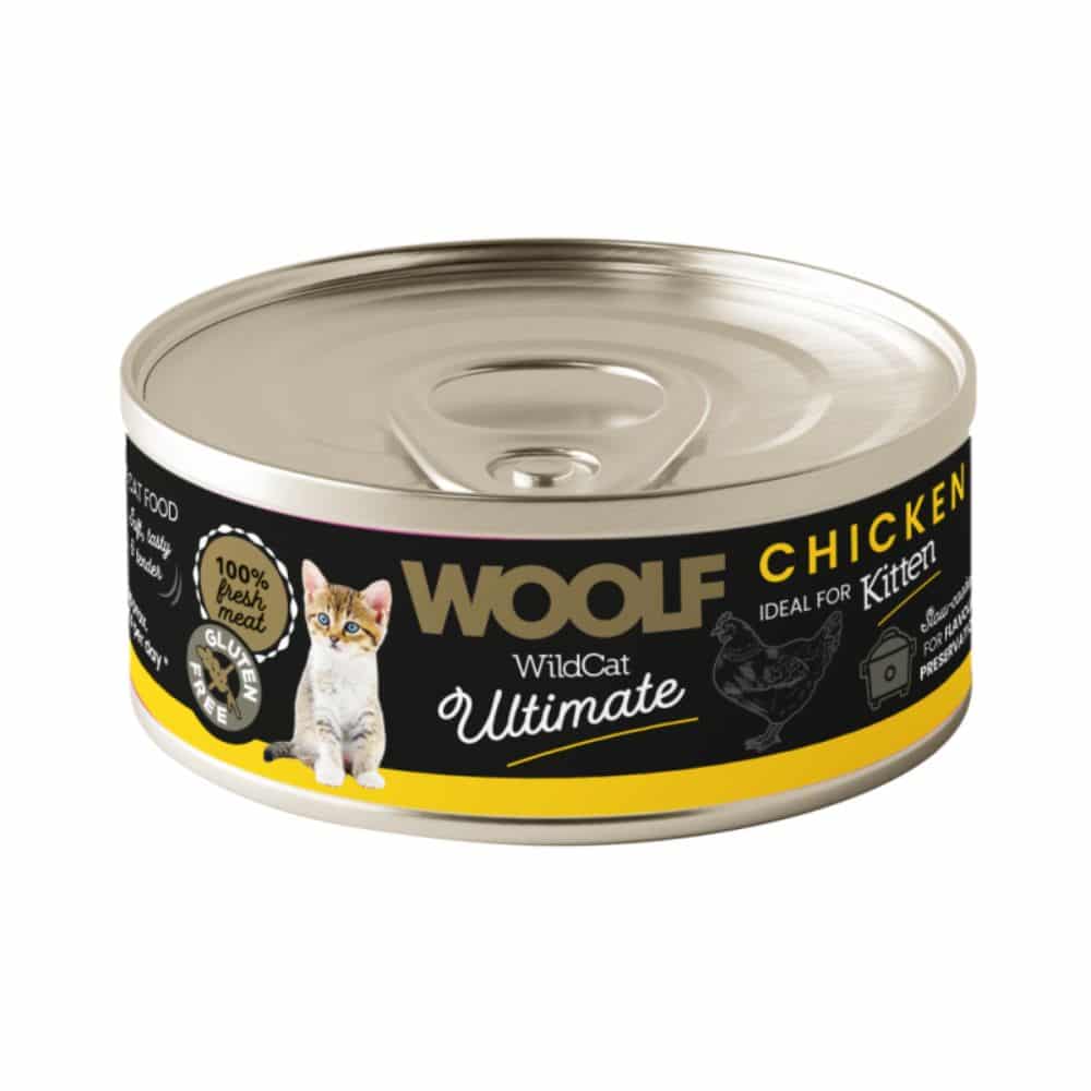 WOOLF WILDCAT ULTIMATE Chicken Kitten PATE konservai kačiukams su vištiena 85g