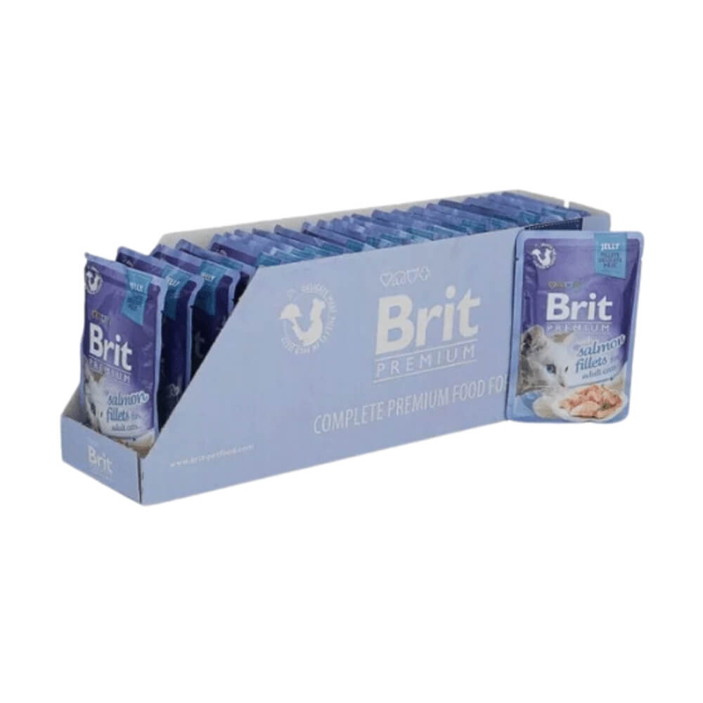 Brit Premium Delicate Salmon in Jelly konservai katėms lašišos filė drebučiuose 24vnt.