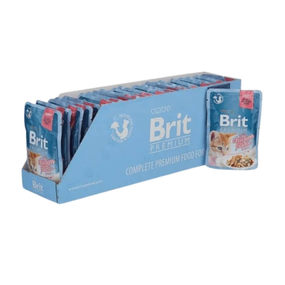 Brit Premium Delicate Chicken for Kitten in Gravy konservai kačiukams vištienos filė padaže 24vnt.