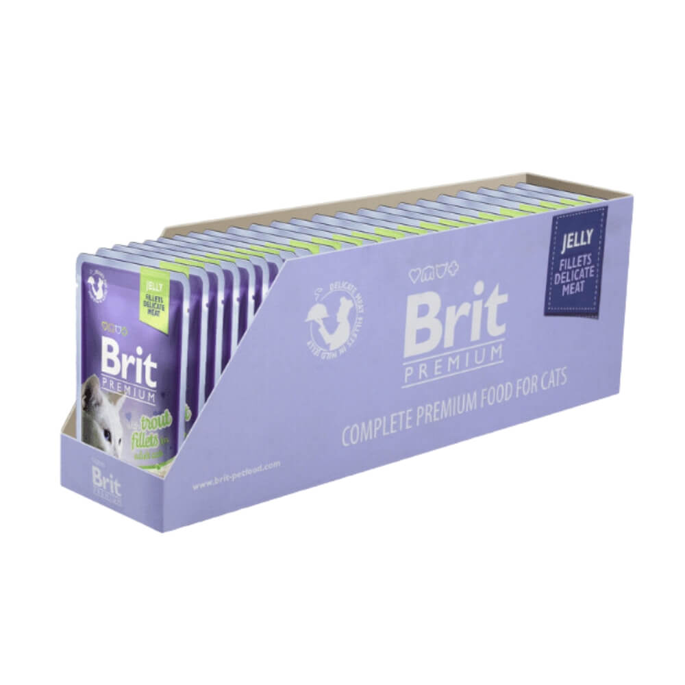 Brit Premium Delicate Trout in Jelly konservai katėms upėtakio filė drebučiuose 24 vnt.