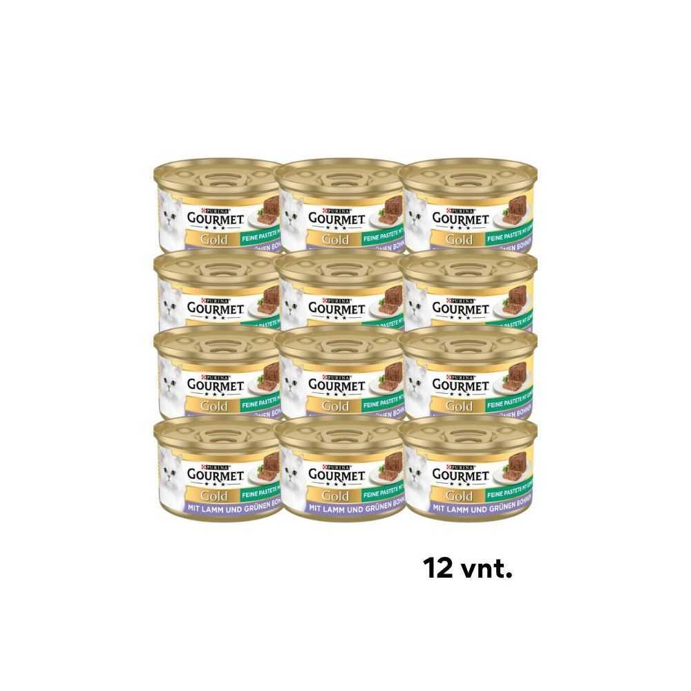 GOURMET Gold - paštetas katėms su ėriena ir šparaginėm pupelėm, 85g x 12 vnt. (dėžė)