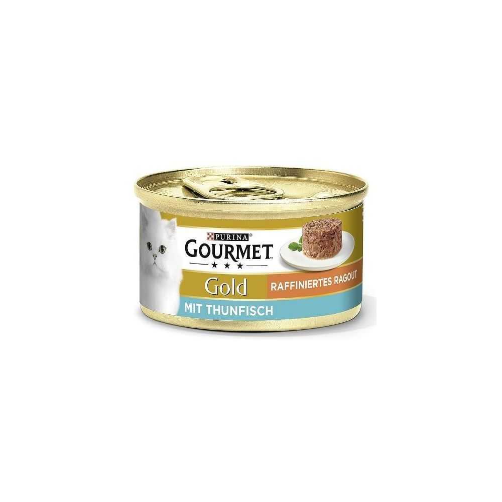 GOURMET Gold ragout - konservai katėms su tunu, 85g (Smulkiai Pjaustyti Gabaliukai Padaže)