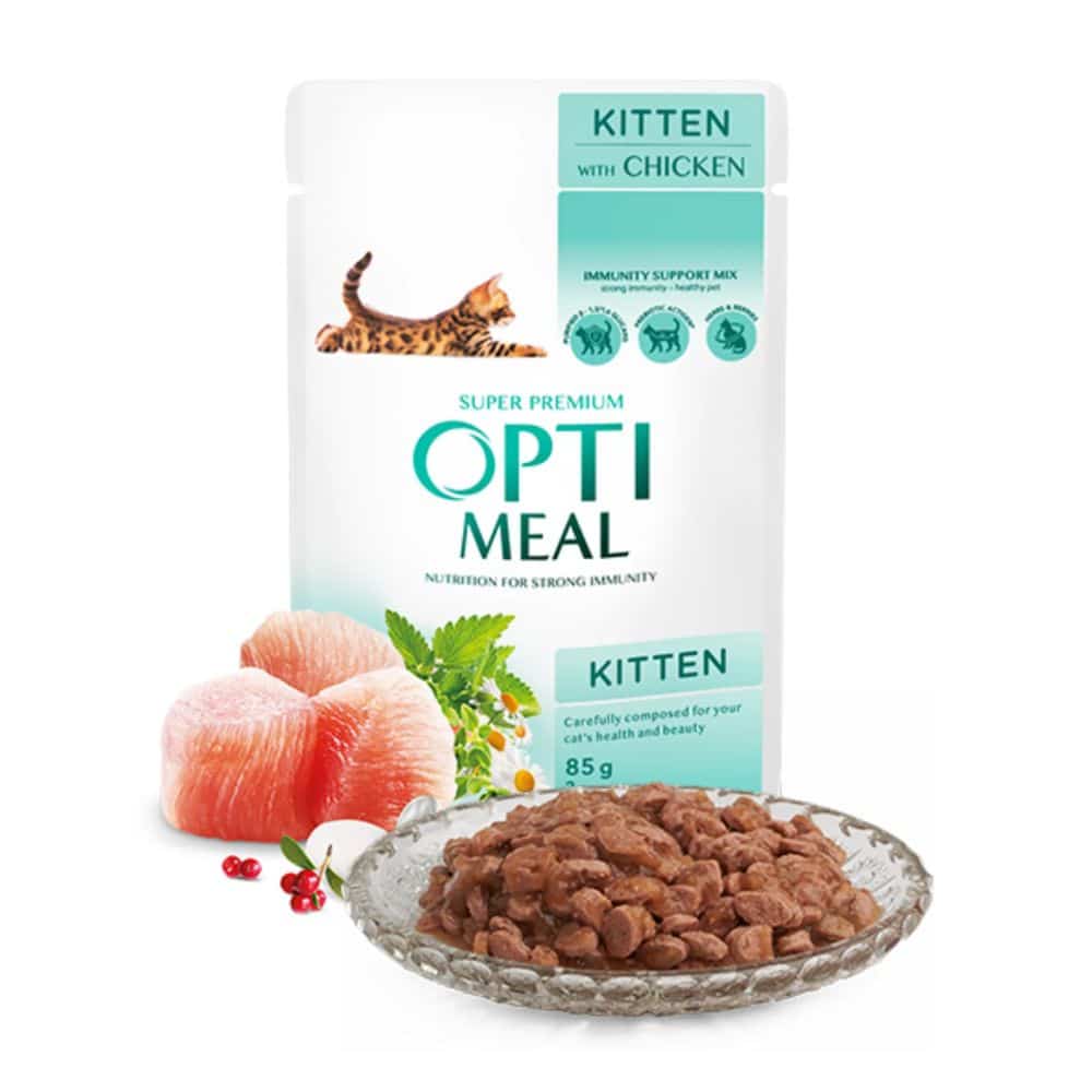 OPTIMEAL Kitten Chicken konservai kačiukams su vištiena, 85g