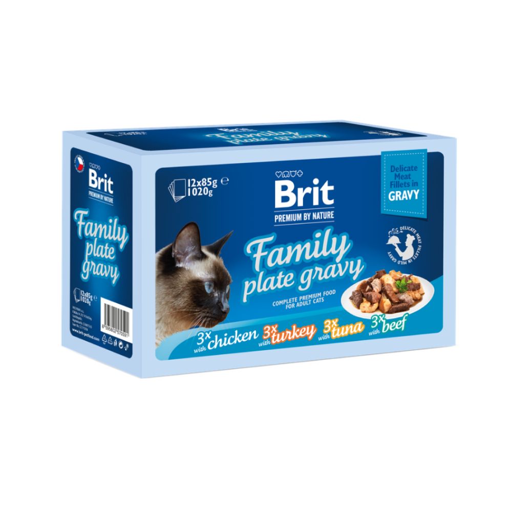 Brit Premium Fillets in Gravy Family Plate konservų rinkinys padaže, 1020g (dėžutėje)