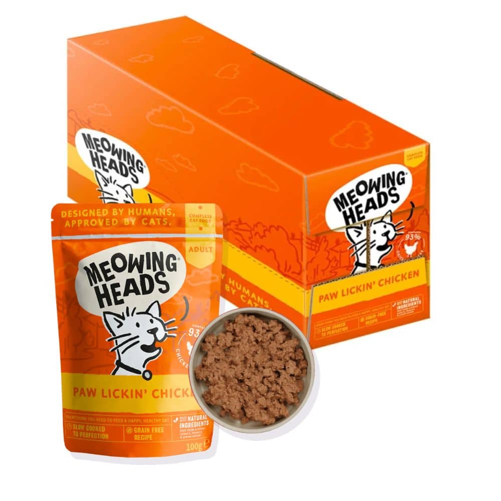 MEOWING HEADS Paw Lickin' Chicken (Vištiena/Jautiena) Konservai Katėms 100g*10vnt