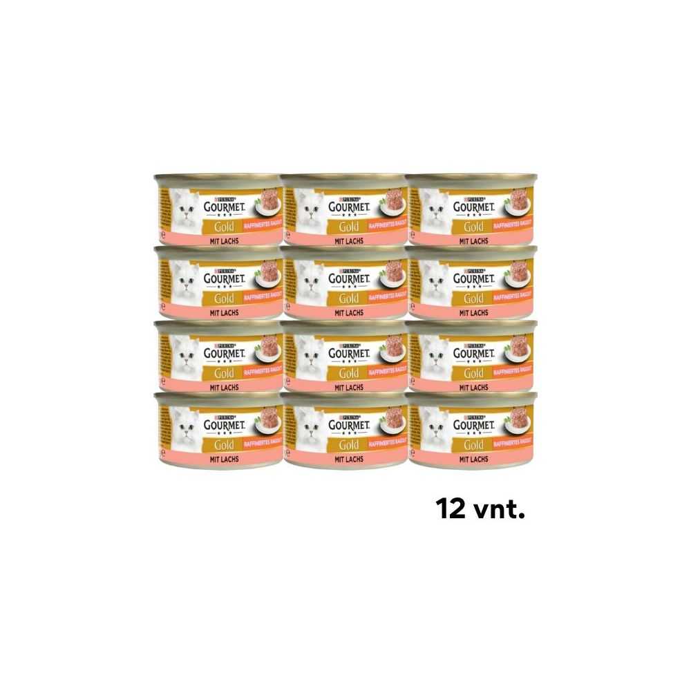 GOURMET Gold Mit Lachs - Konservai Katėms Su Lašiša, 85g x 12vnt. (dėžė)