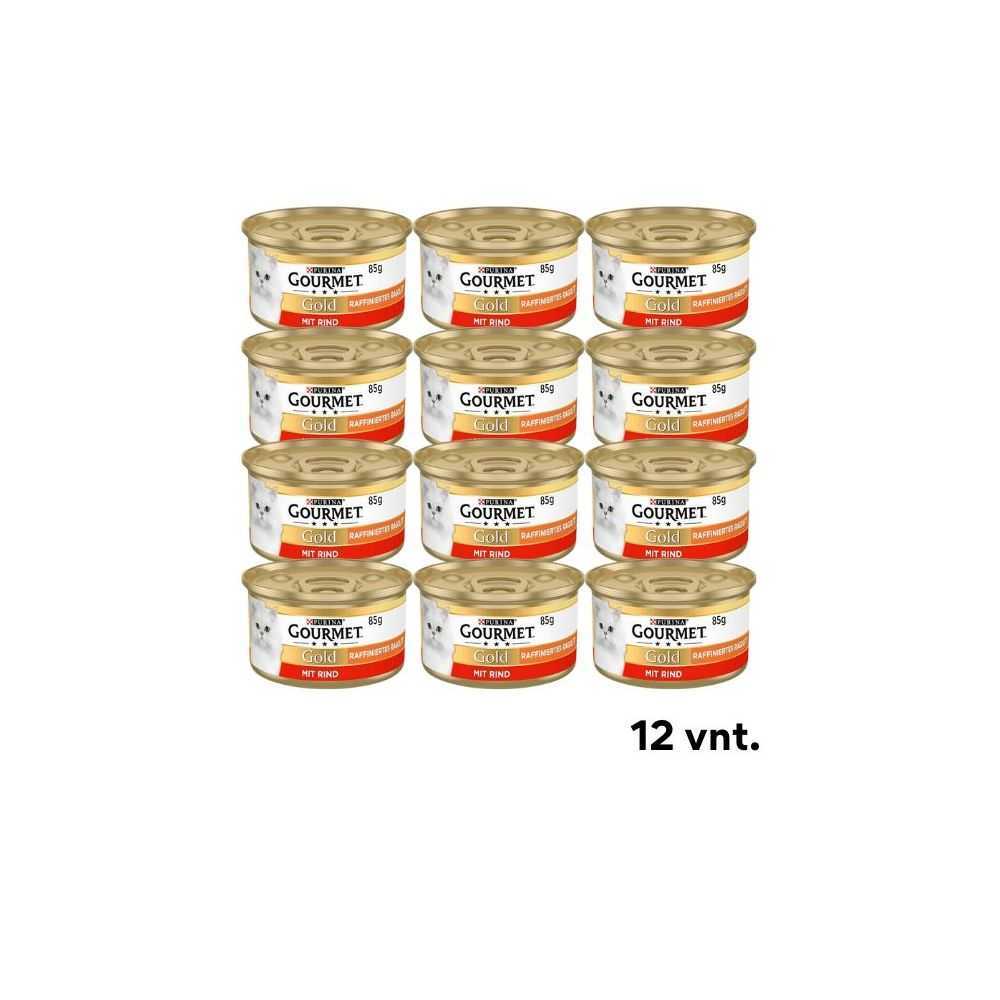 GOURMET Gold Ragout - konservai Katėms Su jautiena, 85g x 12vnt. (dėžė)