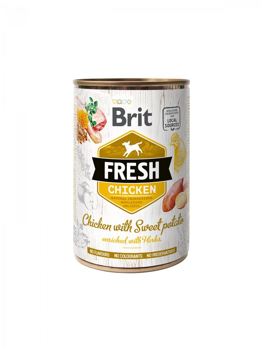 Brit Fresh Chicken with Sweet Potato konservai šunims su vištiena, 400g