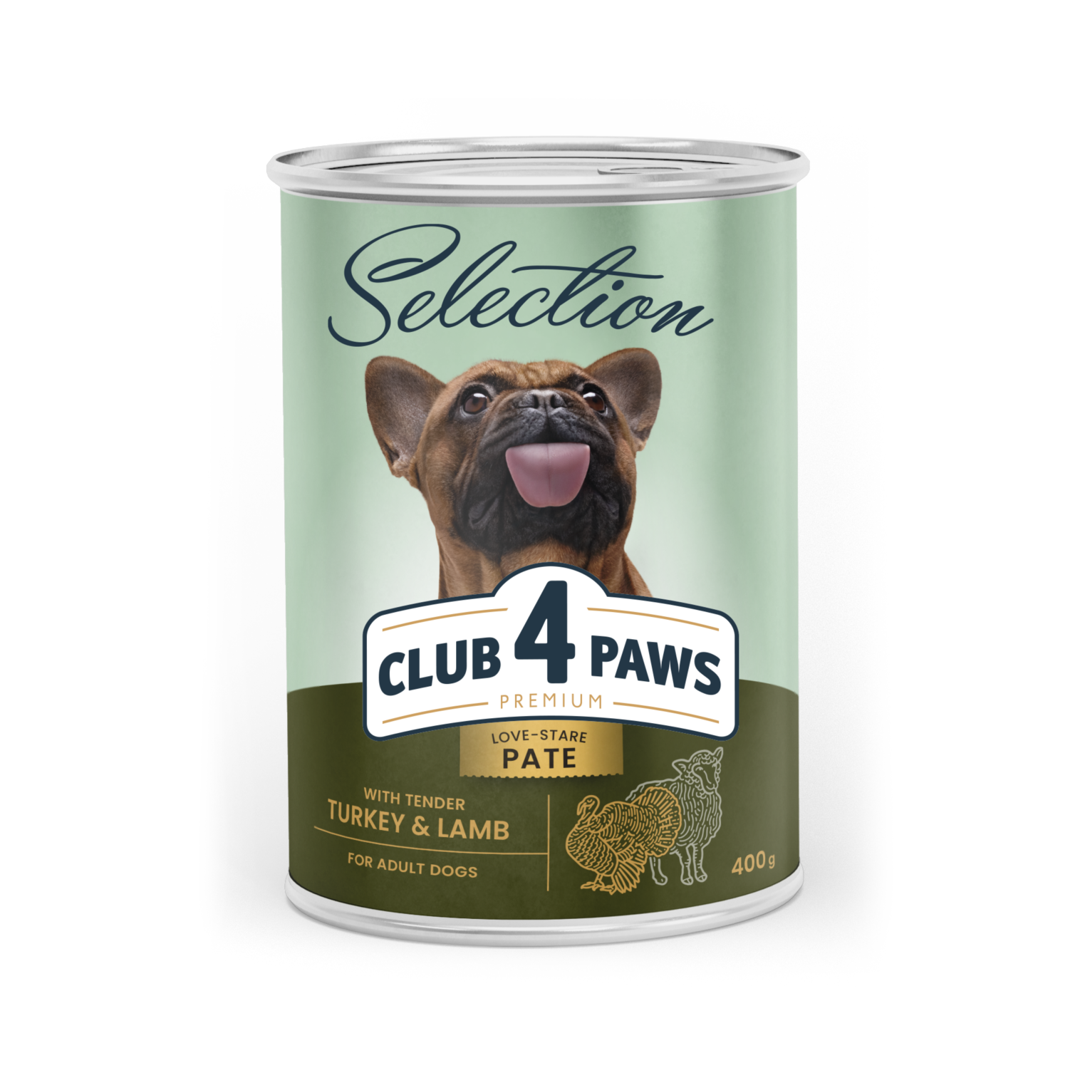 CLUB 4 PAWS Premium visavertis konservuotas paštetas suaugusiems šunims su kalakutiena ir ėriena 6x400g