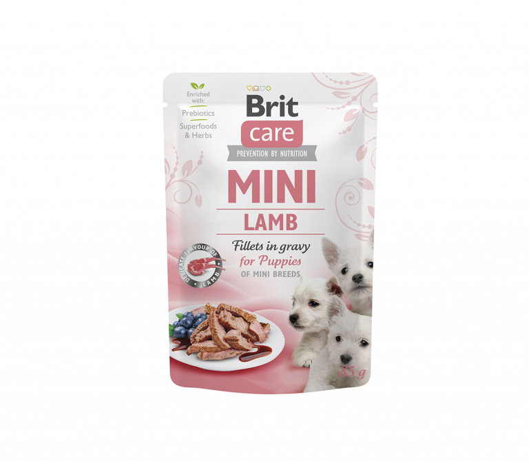 Brit Care Mini konservai šuniukams Puppy Lamb fillets in gravy 24x85g