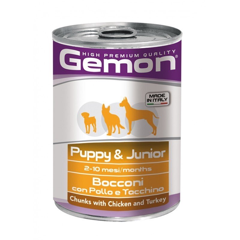 Gemon all breeds puppy konservuotas pašaras su vištienos ir kalakutienos gabaliukais 6x415g