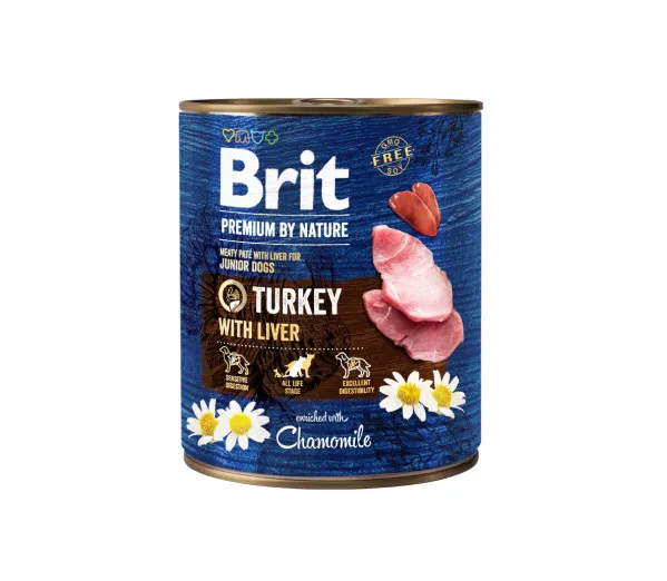 Brit Premium by Nature Konservai Šunims Turkey with Liver 6x400g