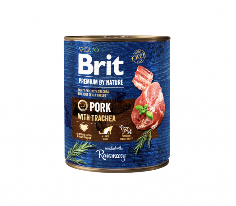 Brit Premium by Nature konservai šunims Pork with Trachea 6x800g