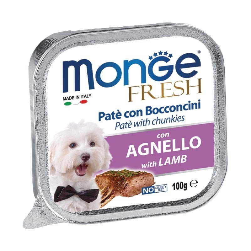 Monge Fresh paštetas šunims su ėrienos gabalėliais 12x 100g