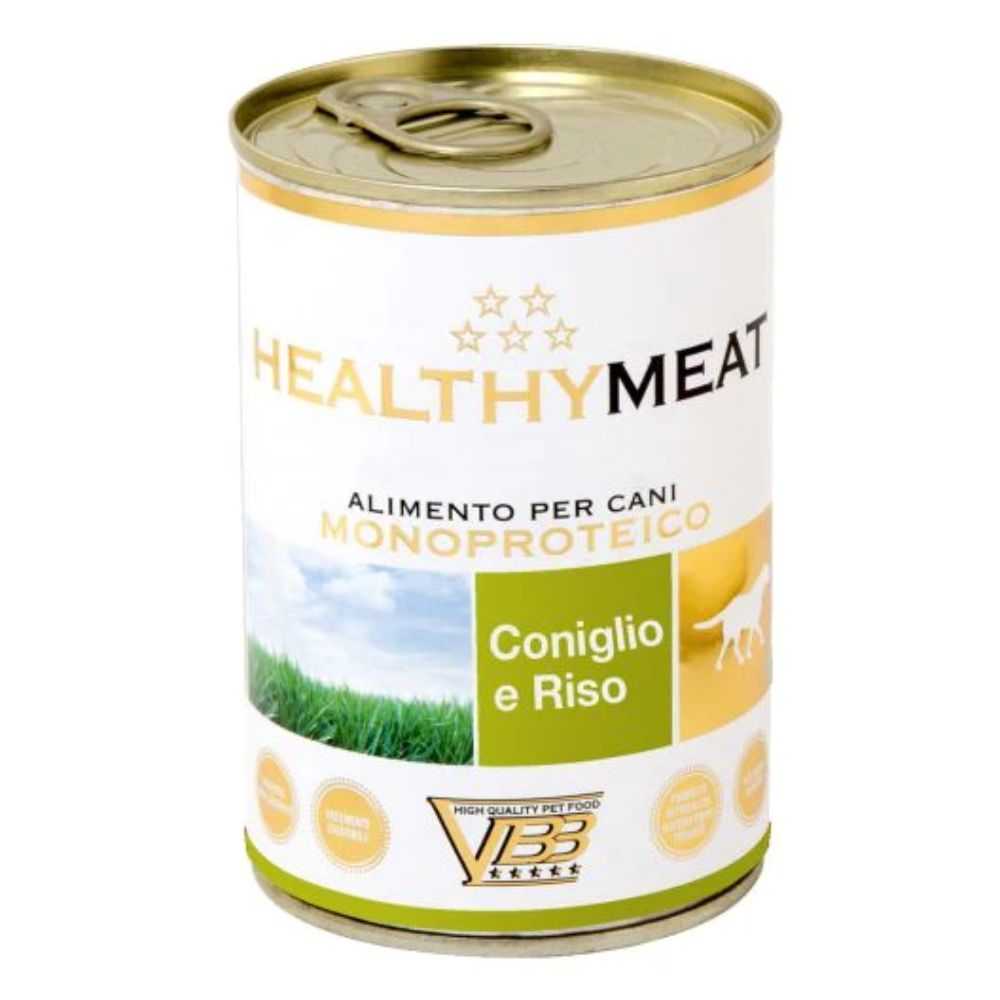 HEALTHYMEAT CONIGLIO CON RISO - Vieno Baltymo Konservai Šunims Su Triušiena Ir Ryžiais 400g