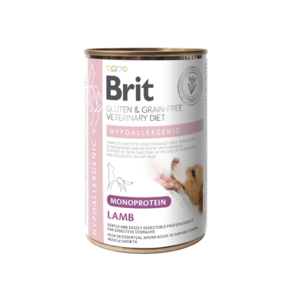 Brit GF Veterinary Diets Hypoallergenic Monoprotein Lamb konservai šunims, 400g