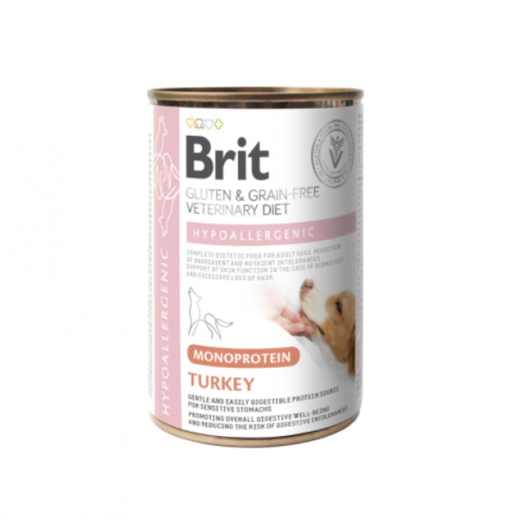 Brit GF Veterinary Diets Hypoallergenic Monoprotein Turkey konservai šunims, 400g