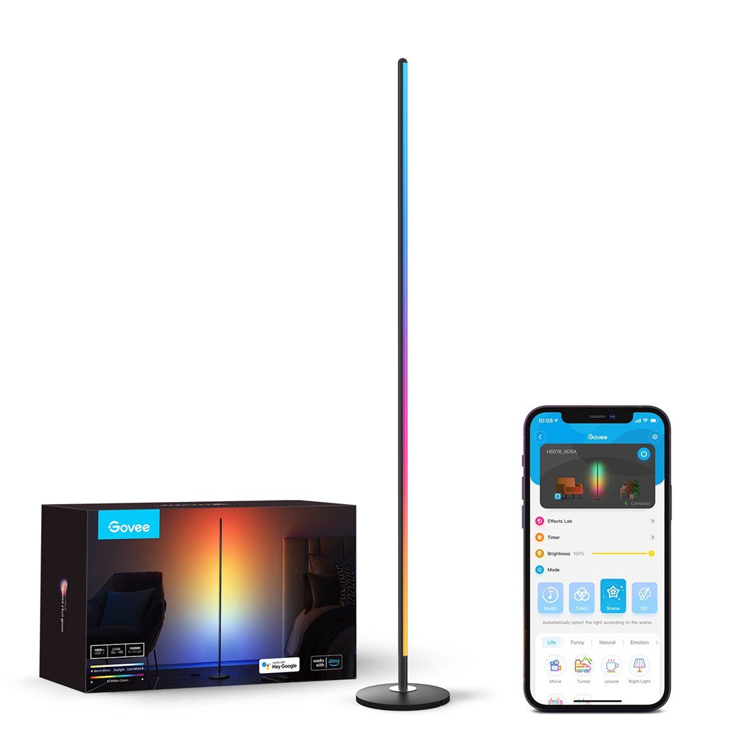 Govee LED Floor Lamp Išmanusis grindų šviestuvas Juoda Wi-Fi/Bluetooth