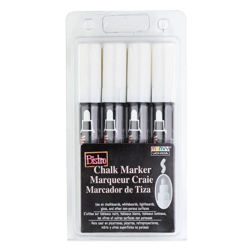 Kreidiniai markeriai Marvy Bistro Chalk Marker-Balti #480-4W, 4vnt.