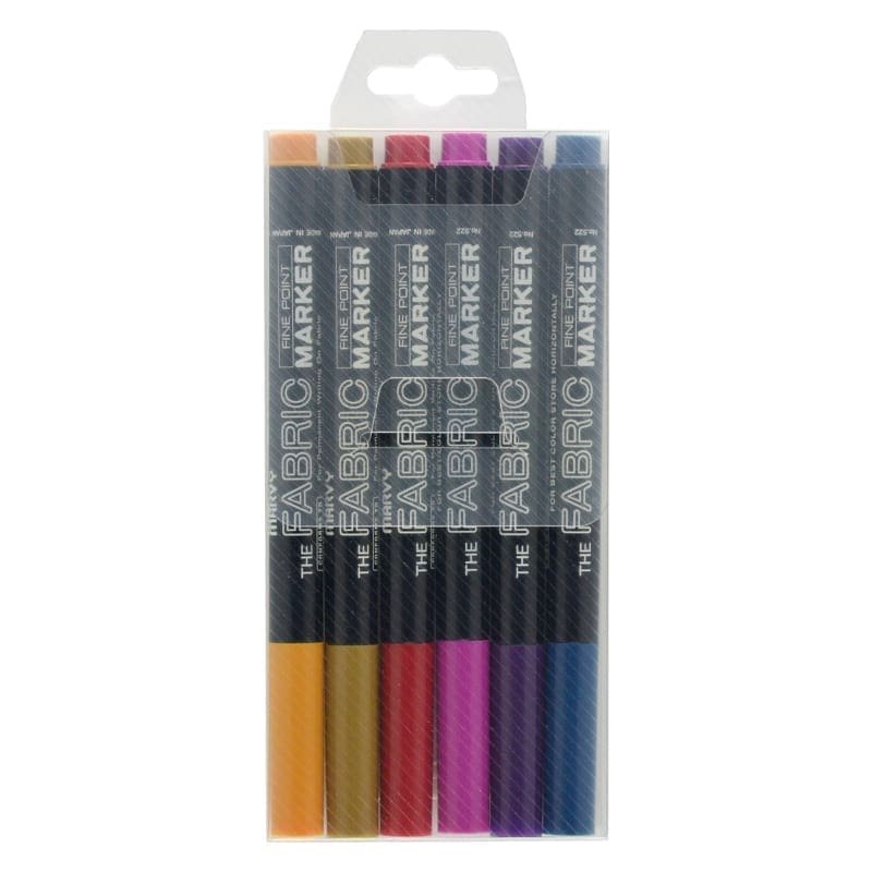 Markeriai tekstilei plonu galiuku Marvy Fabric Marker Fine #522-6D, 6 vnt.