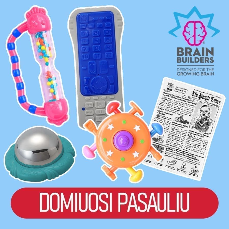 Žaislai kūdikiams „Brain Builders“ rinkinys „Domiuosi pasauliu“