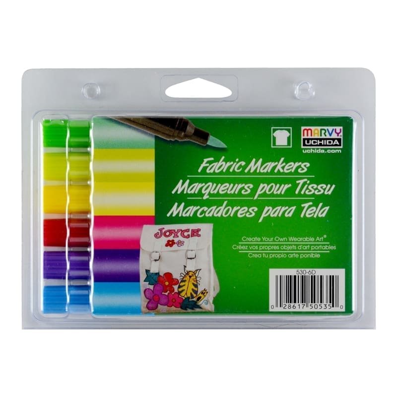 Markeriai tekstilei teptukiniu galiuku Marvy Fabric Marker Brush #530-6D Brilliant, 6 vnt.