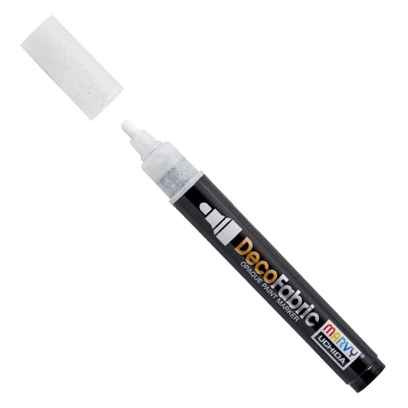 Markeris įvairių atspalvių tekstilės dekoravimui Marvy DecoFabric Marker #223 Glitter White, 1vnt.