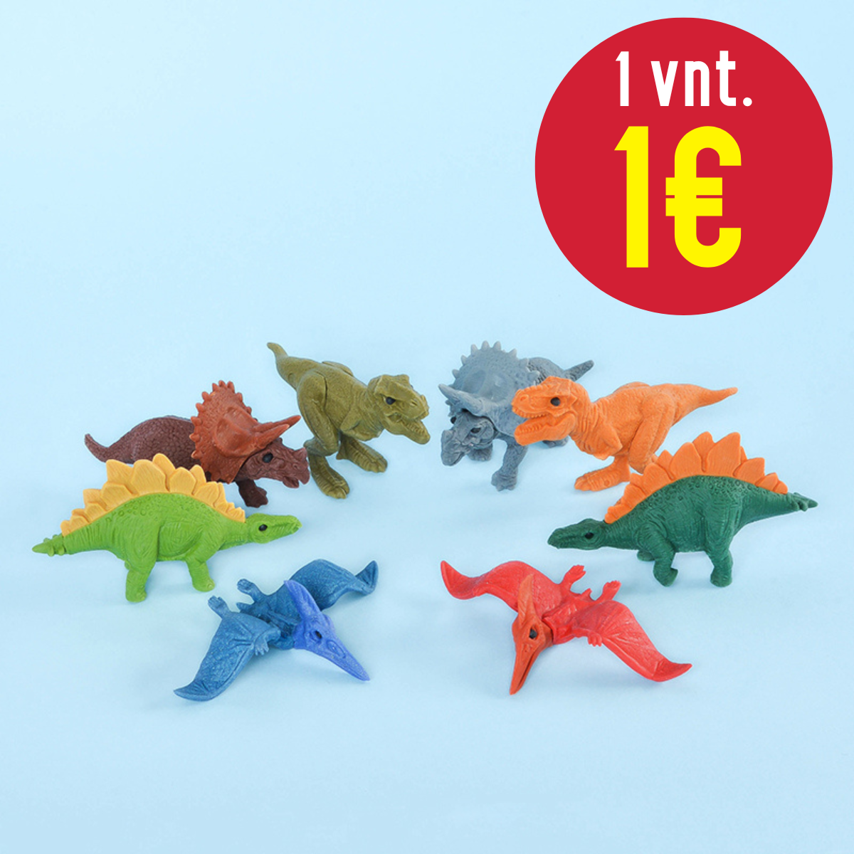 10 vnt. IWAKO figūrėlių - trintukų "Dinosaurs"