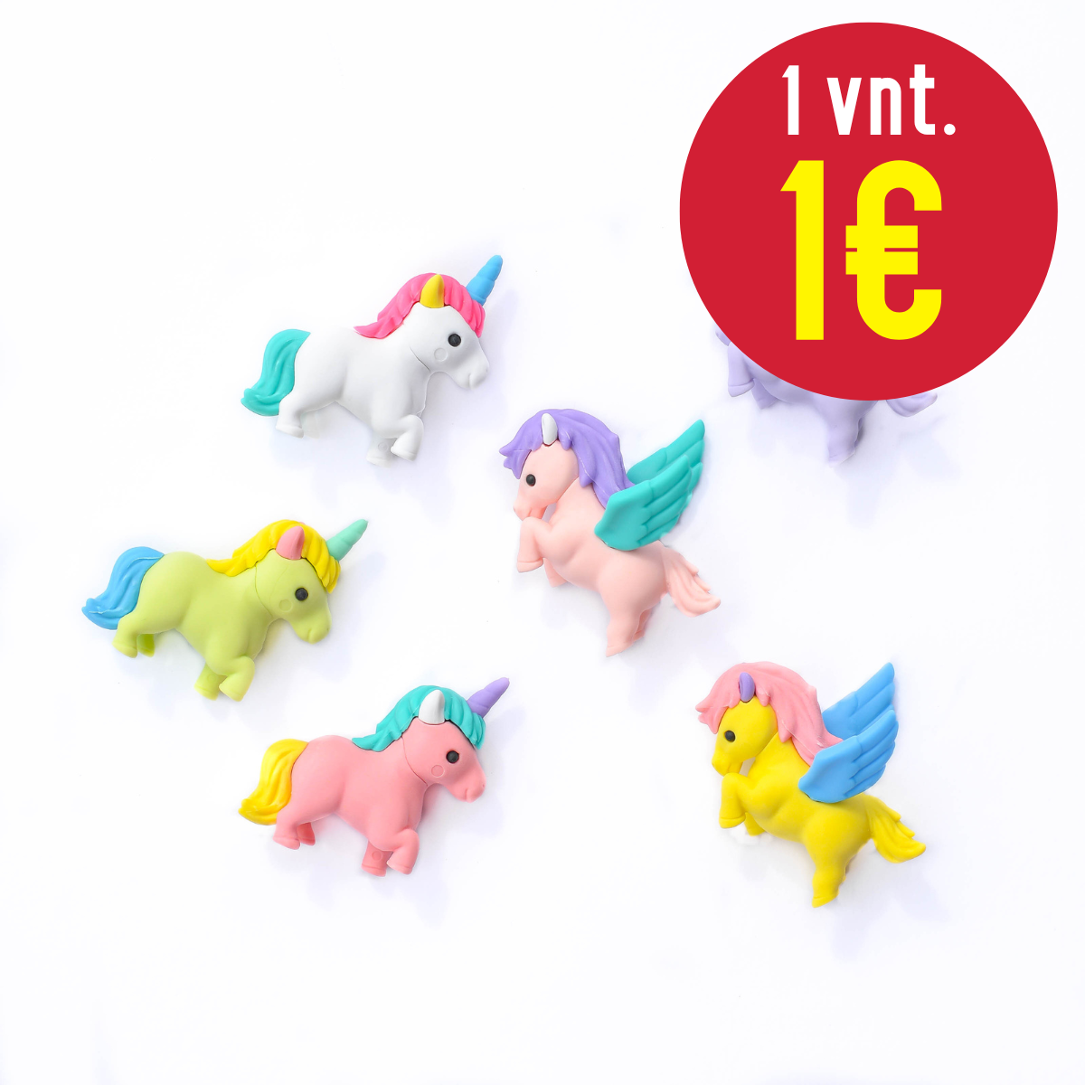 10 vnt. IWAKO figūrėlių - trintukų "Unicorn & Pegasus"