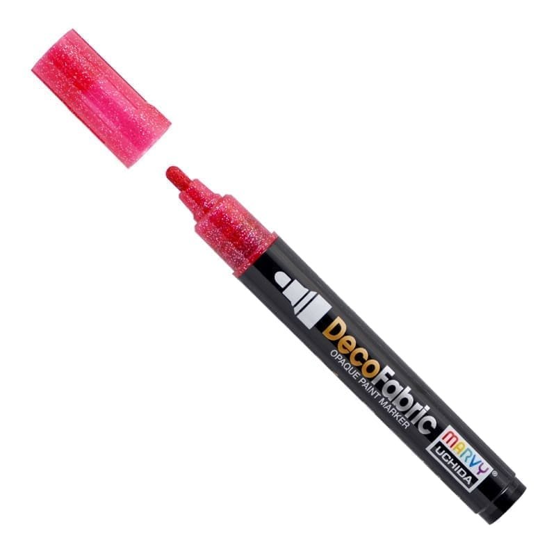 Markeris įvairių atspalvių tekstilės dekoravimui Marvy DecoFabric Marker #223 G2, Glitter Red, 1 vnt.