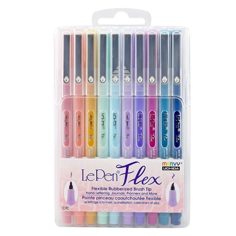 MARVY rašikliai teptukiniu galiuku #4800-10P „Le Pen Flex” Pastel, 10 vnt.