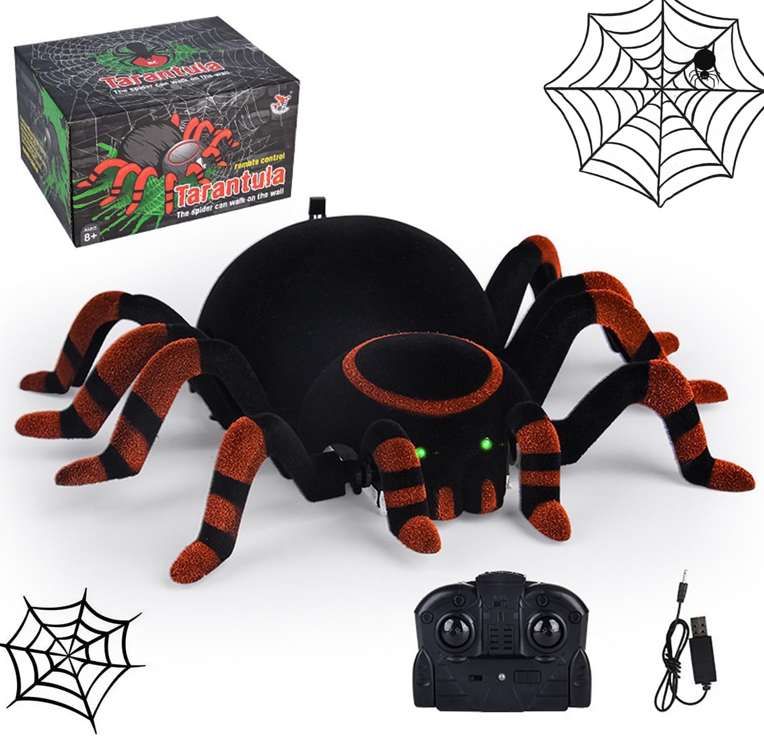 Spider voras su valdymo pultu, ropojantis per sieną