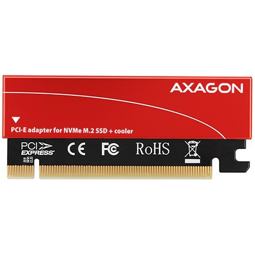 Adapteris AXAGON PCEM2-S PCI-E 3.0 16x - M.2 SSD NVMe, up to 80mm SSD, low profile, cooler